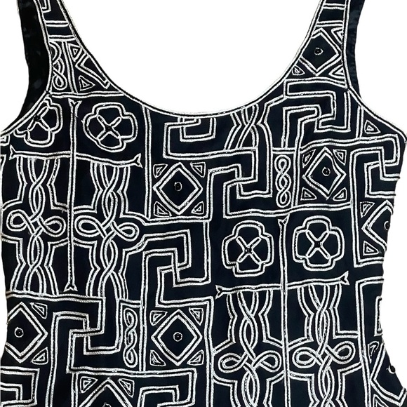 SCALA Beaded Black White Geometric Dress size Medium Vintage VTG‎ Cocktail Dress - Picture 3 of 8